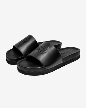 LEATHER SLIDES BLACK