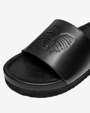 LEATHER SLIDES BLACK